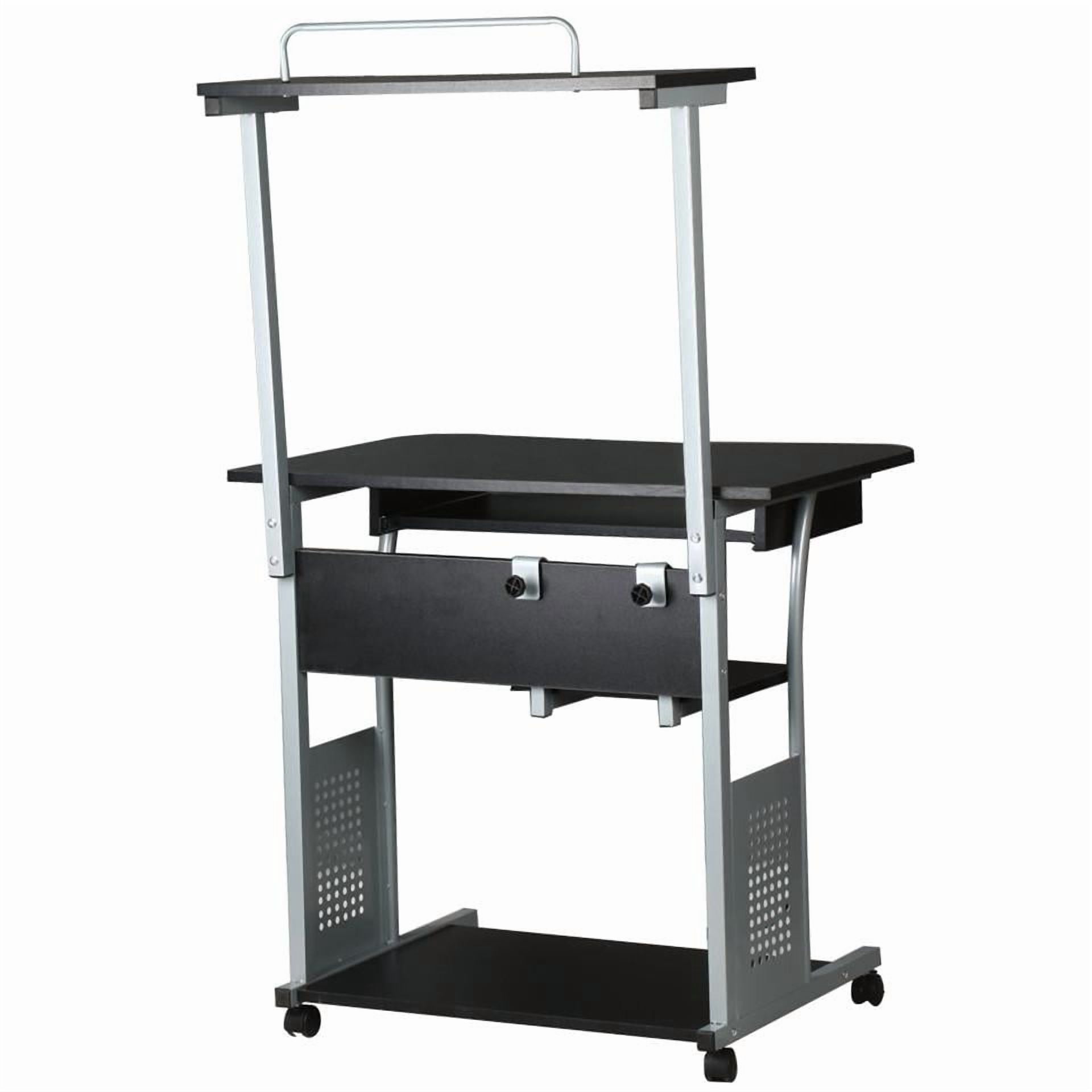 Topeakmart Rolling Computer Desk w/ Printer Shelf & Keyboard Tray, Black
