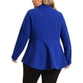 thumbnail image 3 of Agnes Orinda Women's Plus Size Blazer Button Notch Panel Ruffle Peplum Blazers 3X Cobalt Blue, 3 of 6