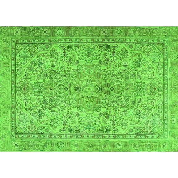 Ahgly Company Indoor Rectangle Persian Green Traditional Area Rugs, 5' x 7'