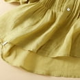 thumbnail image 4 of Women's Cotton Linen Tops Summer Trendy V Neck Half Sleeve Button down Shirt Pleated Flowy Lightweight Blouses (XL, Yellow), 4 of 5