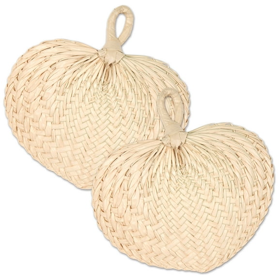 Pack of 6 Beige Raffia Fan Laua Celebrations Decors 12.5"