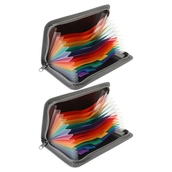 WORGEOUS 2pcs Receipt Coupon Organizer Small Accordion File Organizer Rainbow Mini Receipt Folder Multi Layer For Cards Bill Business Document Zipper Closure