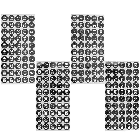 4 Sheets Digital Stickers for Home Use Round Number Labels