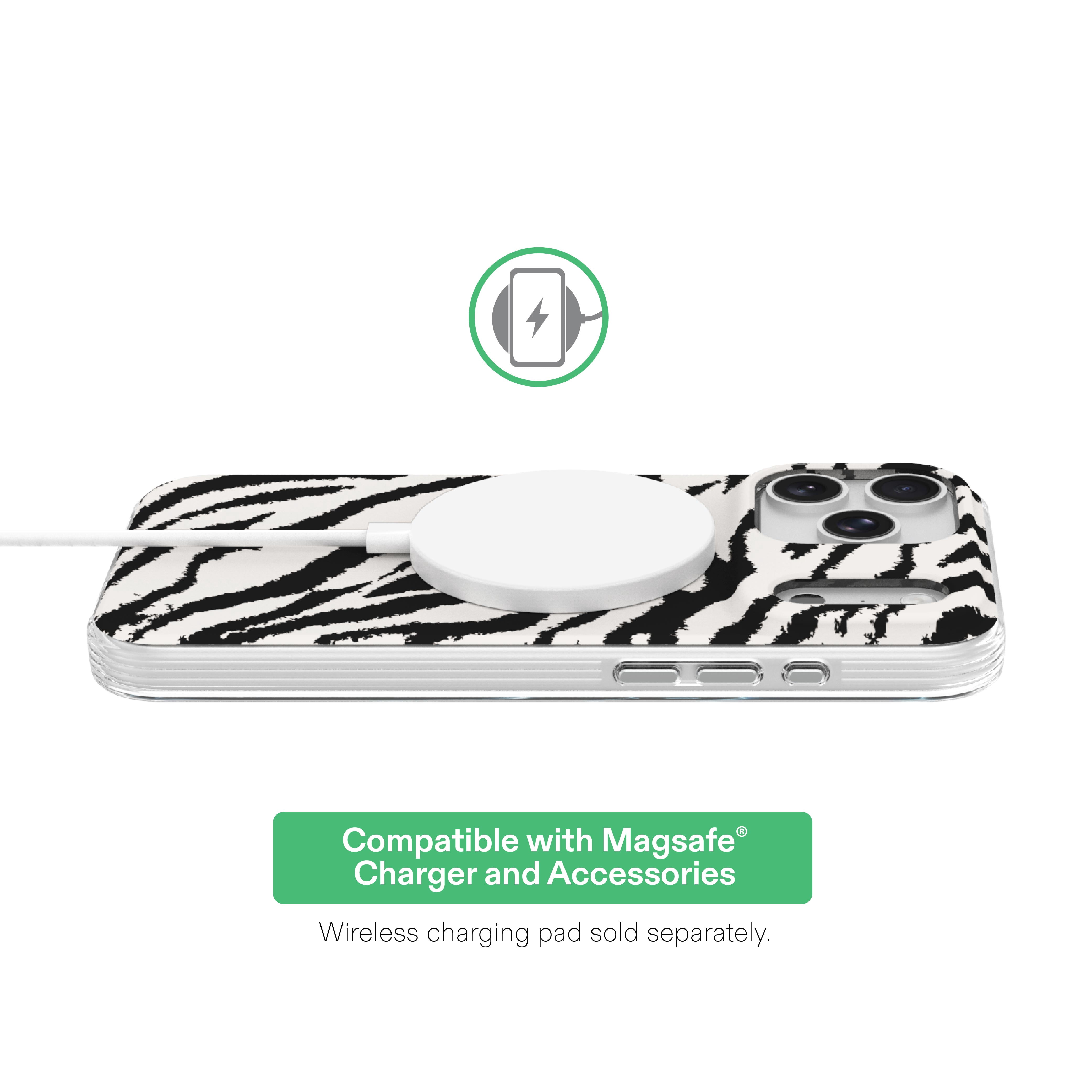 onn Phone Case for iPhone 18 Pro Max / 17 Pro Max, MagSafe Compatible - Zebra Stripe