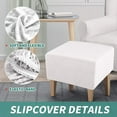 thumbnail image 5 of Rectangle Ottoman Cover, Slipcover For Ottoman, Footstool Cover With Elastic Bands Washable -white-Large, 5 of 7