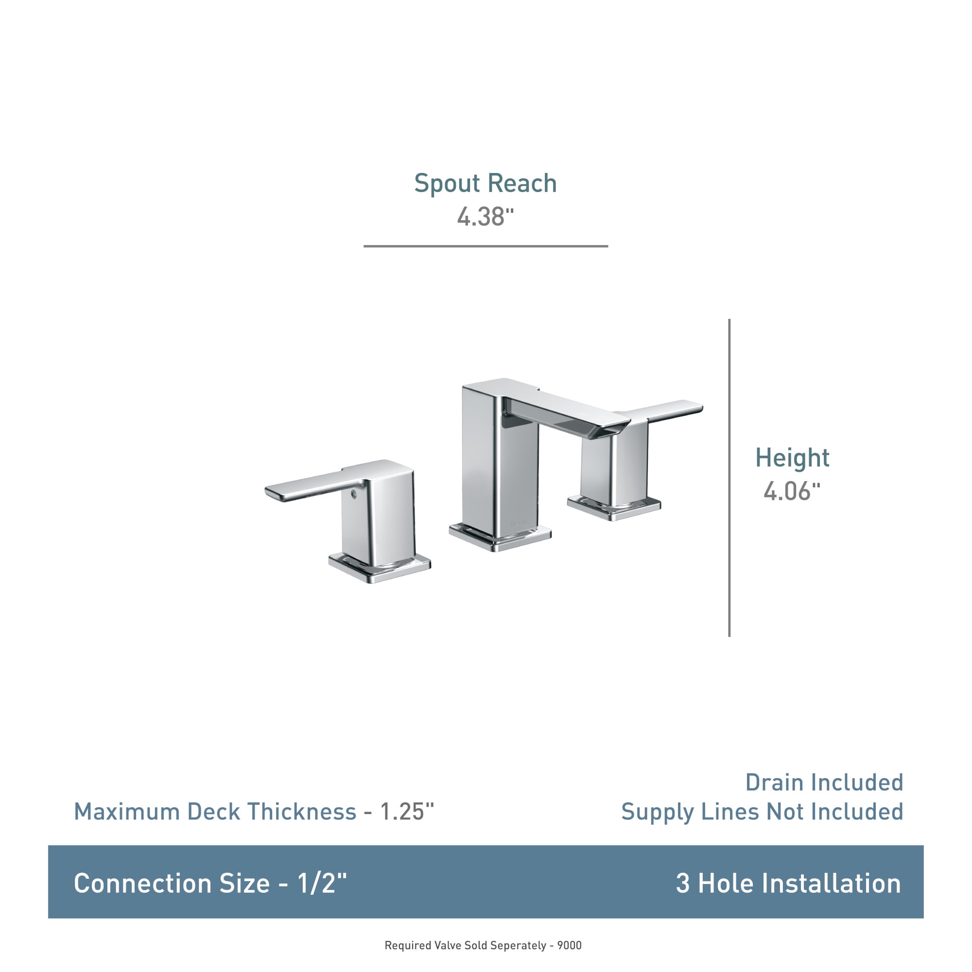 Moen 90 Degree Chrome Two-Handle Bathroom Faucet