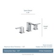 thumbnail image 3 of Moen 90 Degree Chrome Two-Handle Bathroom Faucet, 3 of 7