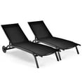 thumbnail image 1 of Costway 2PCS Outdoor Adjustable Chaise Lounge Patio 6-Position Recliner Wheels Black, 1 of 6