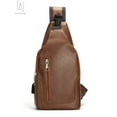 thumbnail image 2 of Gustave Men PU Leather Sling Bag Crossbody Backpack Anti-Theft Chest Shoulder Bag Waterproof Casual Daypack for Travel Hiking with USB Charging Port "Light Brown", 2 of 11