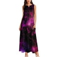 thumbnail image 3 of Robe Imprimée Espace Magique Violet Galaxie Maxi Robe Mode Coréenne Boho Plage Longues Robes Femme Col en V Design Oversize Vestido, 3 of 5