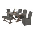 thumbnail image 1 of Rustic Gray Wood 7pc Dining Set with Gray Skirt Chairs and Bench, 1 of 4