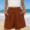 thumbnail image 5 of Atogsazn Womens Summer High Waisted Shorts Casual Dessy Pleated Cotton Linen Jogger Shorts Beach Pants Brown XXL Fashion, 5 of 9