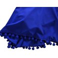 thumbnail image 3 of Women High Waisted Bikini Ruffle Swimsuit Flounce Pom Pom Trim Two Piece Bathing Suit Tassel Blue Leaves (L, 3 of 7