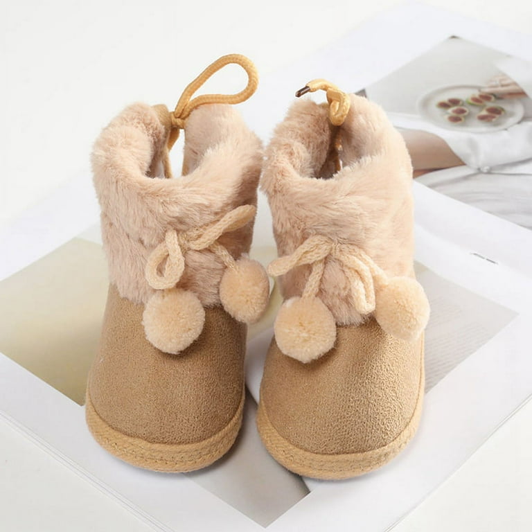 Infant Baby Girl Winter Warm Plush Half Boots Soft Sole Shoes