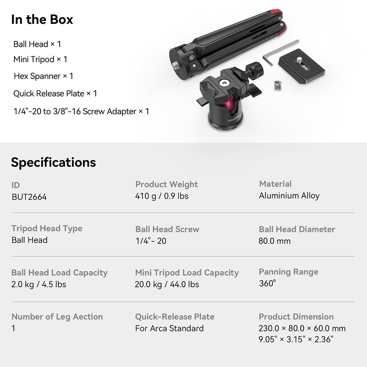 SmallRig Tabletop Mini Tripod with Panoramic Ball Head