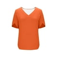 thumbnail image 6 of Ohufall Casual T-shirts for Women Solid Summer Short Sleeve Tops Loose V-Neck Lightweight Comfort Tops, 6 of 7