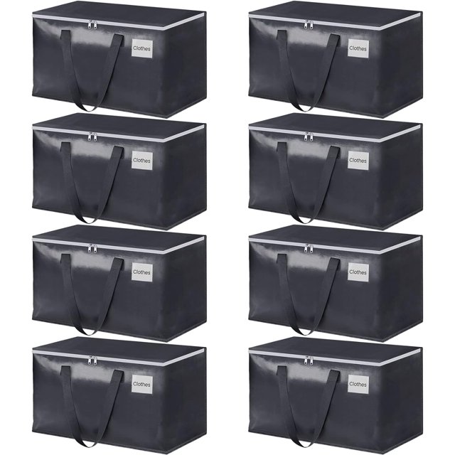 Cajas de mudanza Bolsas de mudanza resistentes con cremalleras y asas resistentes Suministros de mudanza plegables, contenedores de almacenamiento para embalaje y mudanza Almacenamiento 93L, paquete