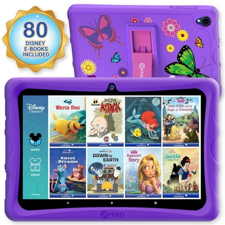 Contixo 10" Kids Tablet, 80 FREE Disney eBooks, 64GB, Kid-Proof Case, for kids 3-12, Parental Control, Android, WiFi - Purple