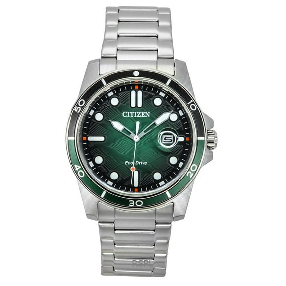 Citizen Marine Eco-Drive Stainless Steel Green Dial AW1811-82X 100M Men's Watch