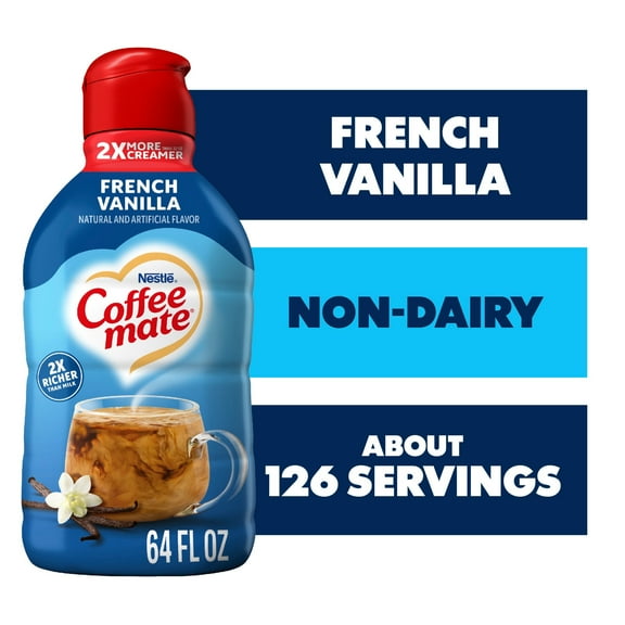 Coffee mate French Vanilla Flavored Coffee Creamer, Non-Dairy, Gluten-Free, 126 Servings 64 fl oz