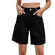 thumbnail image 1 of Pantalones cortos de mezclilla de talle alto hasta la rodilla for mujer pantalones cortos de cintura ajustable pantalones cortos de mezclilla largos Bermudas for niñas, 1 of 7