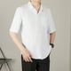 thumbnail image 5 of Camisa de Manga Corta de los Hombres con Botón, Raya Casual de Verano, Camisa de Cuello de Bolsillo Delgado, 5 of 6