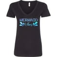 thumbnail image 3 of Inktastic Mermaid Vibes Text in Blues Women's V-Neck T-Shirt, 3 of 5