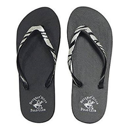 

Beverly Hills Polo Club Zebra Glitter Adult Women Flip Flop Sandal Thong (Size 6 Silver Zebra)