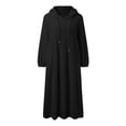 thumbnail image 3 of Women Sweatshirt Dress Winter Dress White Dress Midi Dress White 3/4 Length Sleeve Pure Color Pocket Winter Fall Hooded Dresses Daily Maxi Beach Dress Casual Maxi Dress for Women Long Floral Dresses, 3 of 5