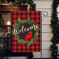 thumbnail image 2 of Rdsfhsp Cardinal Christmas Garden Flag 12 x 18 Inch, Outdoor Christmas Decorations Wreath Welcome Garden Flag, Buffalo Check Plaid Winter Yard Flag Double Sided Holiday Outdoor Flags, 2 of 5