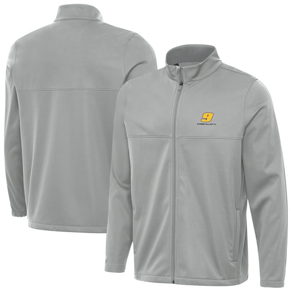 Men's Antigua Gray Chase Elliott Links 2 Full-Zip Golf Jacket