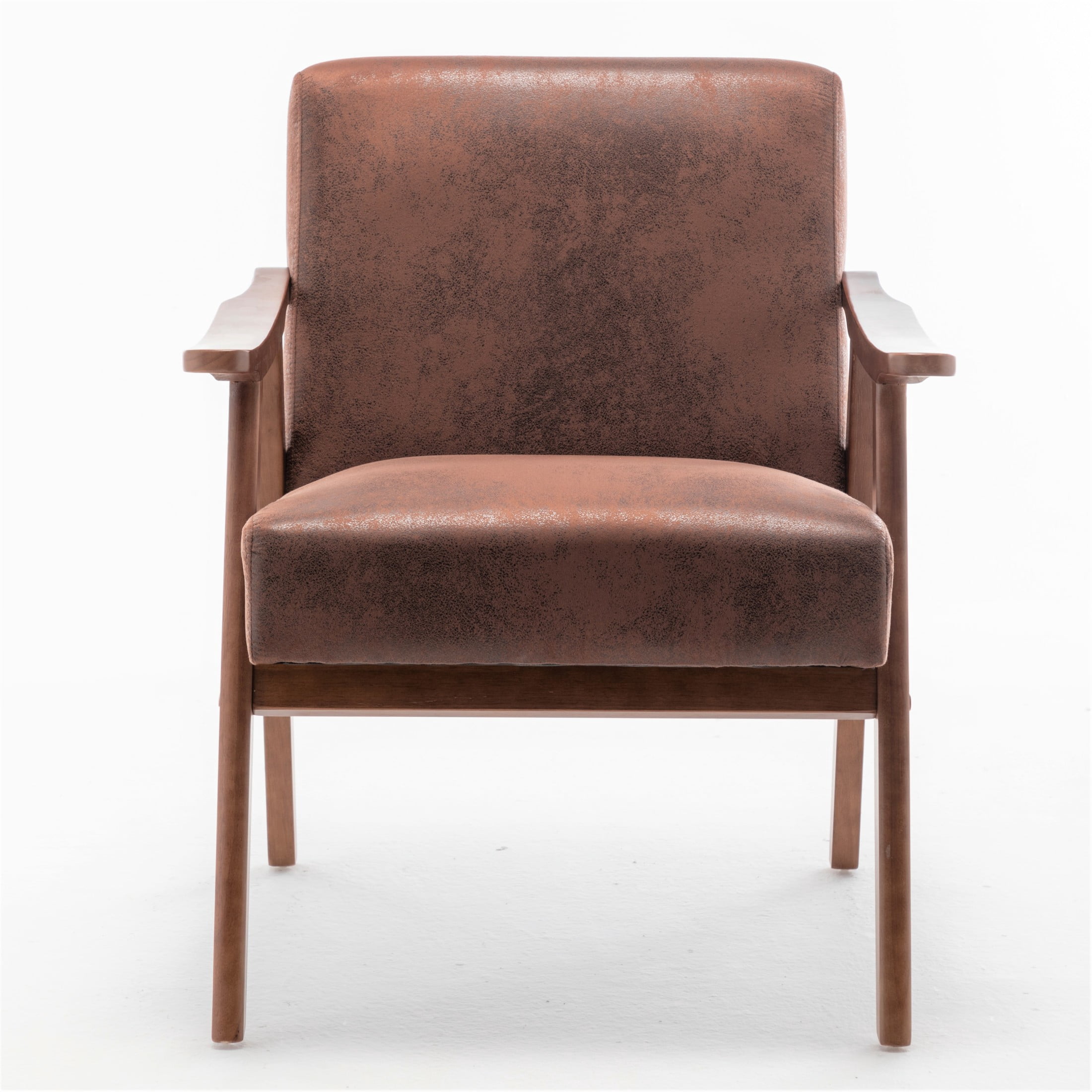 GDF Studio Mid-Century Modern Accent Chair with Microfiber Upholstery & Solid Wood Frame, Light Brown
