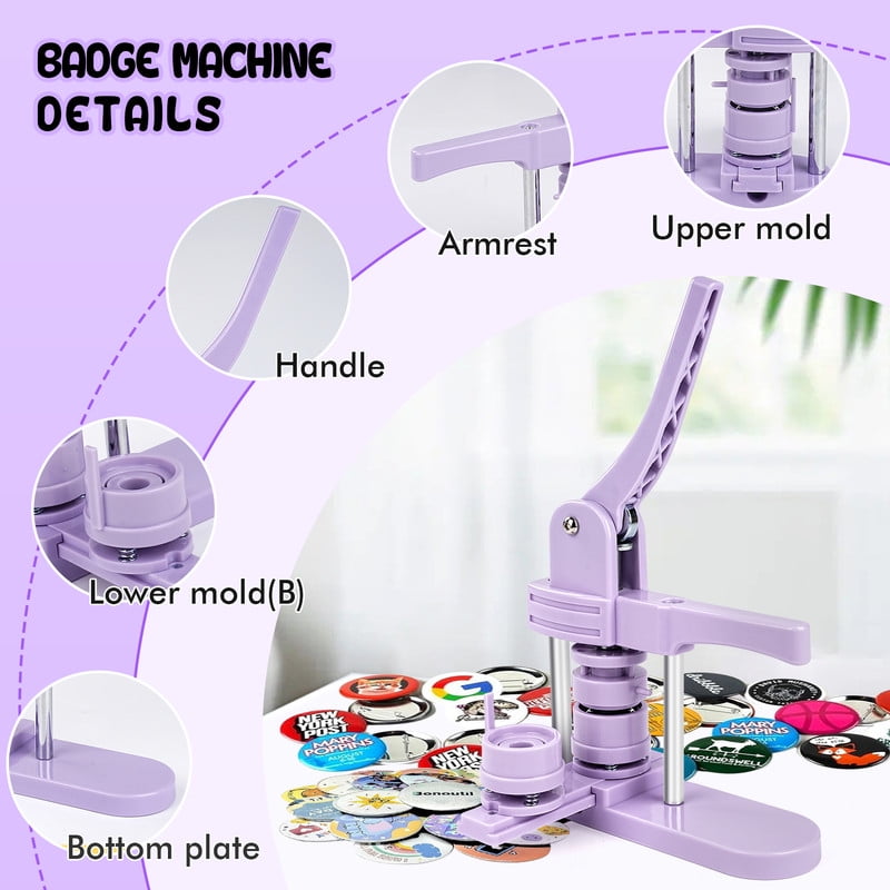 3 in 1 DIY Pin Button Maker Machine 25/32/58mm Badge Press Machine with 300pcs Button Parts