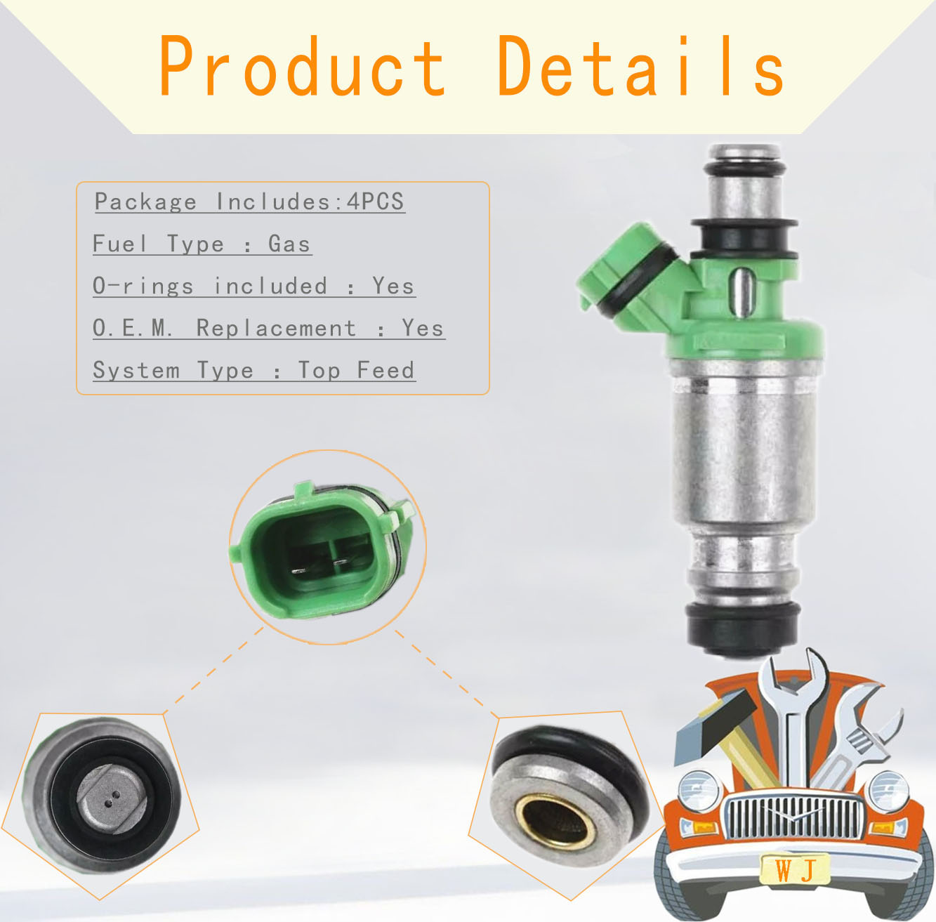 Pack of 4PCS Fuel Injector 23250-16170 23209-16170 Compatible with TOYOTA CORONA 1.6L RHD 4AFE 1996-2001