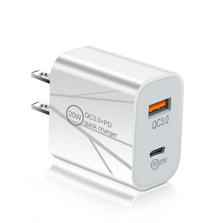 USB C Charger Dual Port USB-C Wall Plug-in USB Charger 20W PD & QC3.0 USB A Fast Charging Block for Samsung Galaxy S22/S21 Ultra/S20+/Note 20 Ultra/10/10+ iPhone 14 13 Pro Max USBC Cube Brick