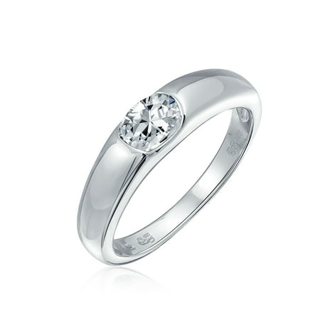 50ct promise solitaire brilliant minimalist cz girlfriend engagement sterling ring band round simple silver