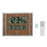 La Crosse Technology Atomic Digital Wall Clock with Indoor & Outdoor Temperature, BBB86088-INT
