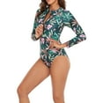 thumbnail image 2 of Enjoytime Women Swimsuit Long Sleeve Sexy Flowers Siamese Swim Suit With Zipper Summer Beach Surfing One-Piece Bathing Suit Modest Swimwear, 2 of 7