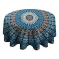 thumbnail image 4 of Round Waterproof Tablecloth 60×60 Inch, Boho Style Reusable Indoor/Outdoor Durable Table Cover for Party Kitchen Dinner Room Decor, 4 of 6