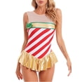 thumbnail image 2 of iiniim Women's Candy Cane Christmas Sparkly Striped Sleeveless Leotard Dress Dancewear Size S-3XL Red L, 2 of 7