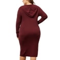 thumbnail image 4 of DARING DIVA Plus Size Women Fall Sweater V Neck Knit Pullover Dress 3X Burgundy, 4 of 6