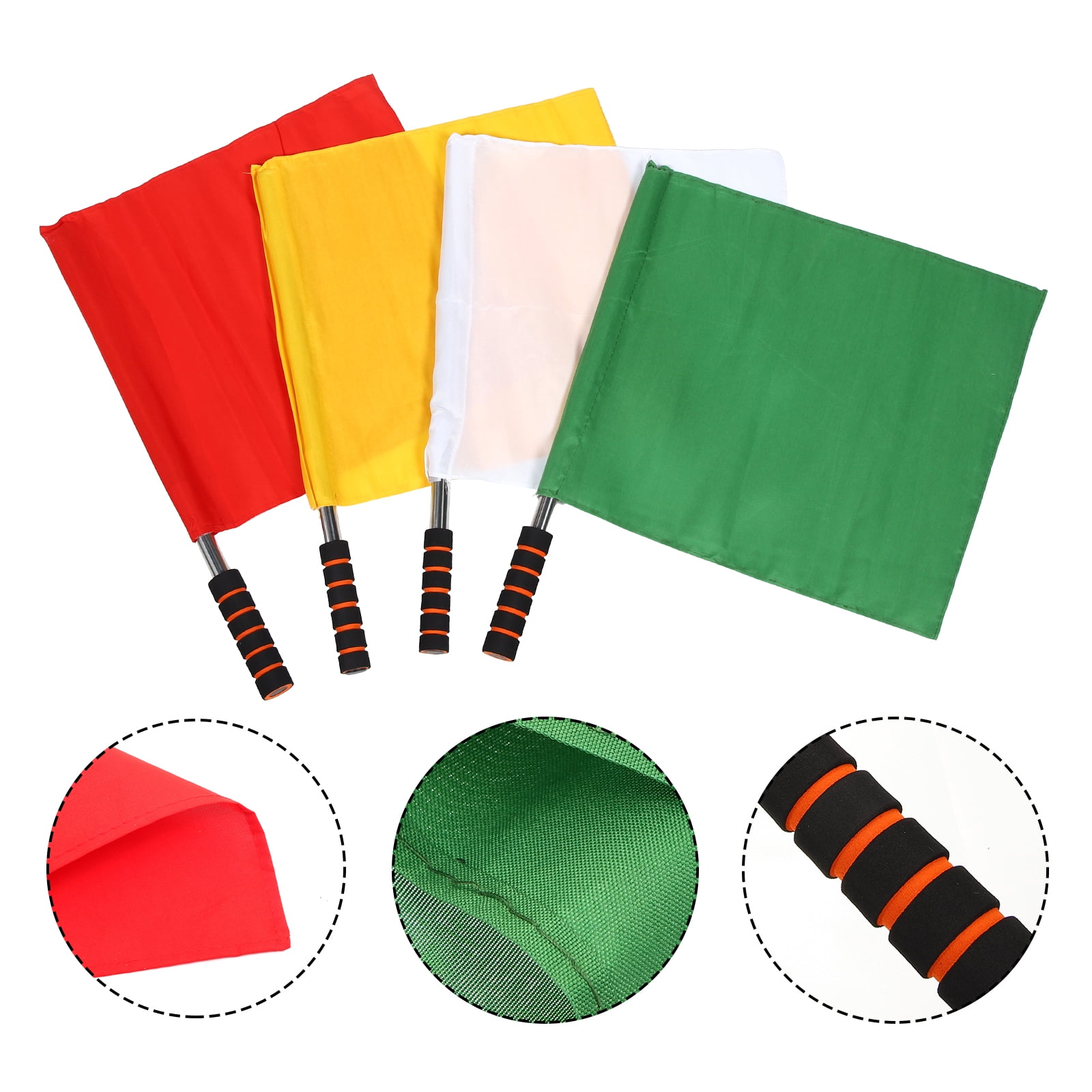Handheld Signal Flags Match Referee Soccer Cards Running Taste Stainless Steel Polyester 12 Pcs