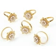 thumbnail image 2 of 4Pcs Zinc Alloy Napkin Rings with Rhinestone and Resin Imitation Pearl Napkin Holder Adornment Restaurant Daily Accessiroes Flower Golden Inner Diameter 49mm DIY Making, 2 of 4