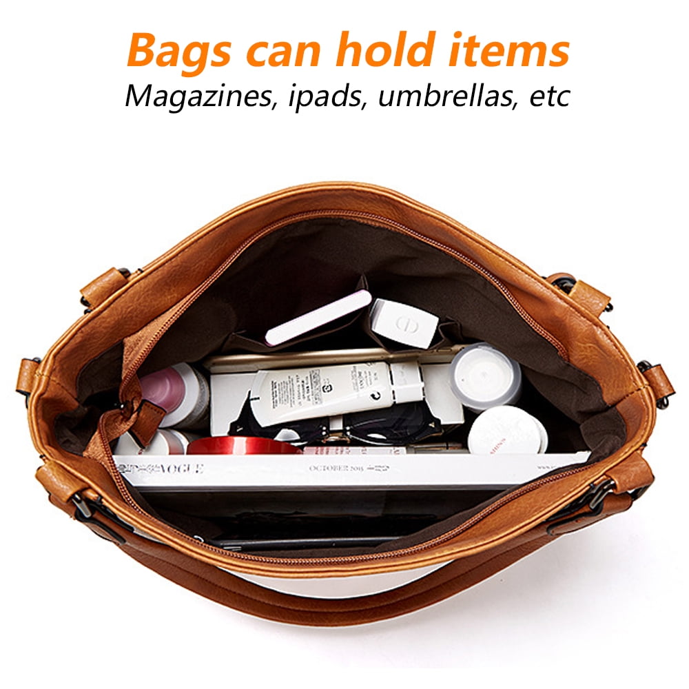 Purses and Handbags for Women Vegan Leather Shoulder Top Handle Handbags with Zipper,Dark brown