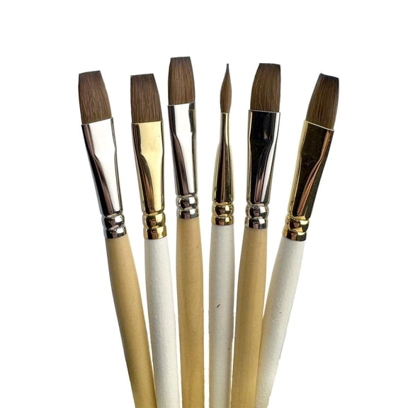 Trekell "Not Too Bad" Natural Hair 6-Pack Artist Brush Sets - For Oil and Watercolor Painting