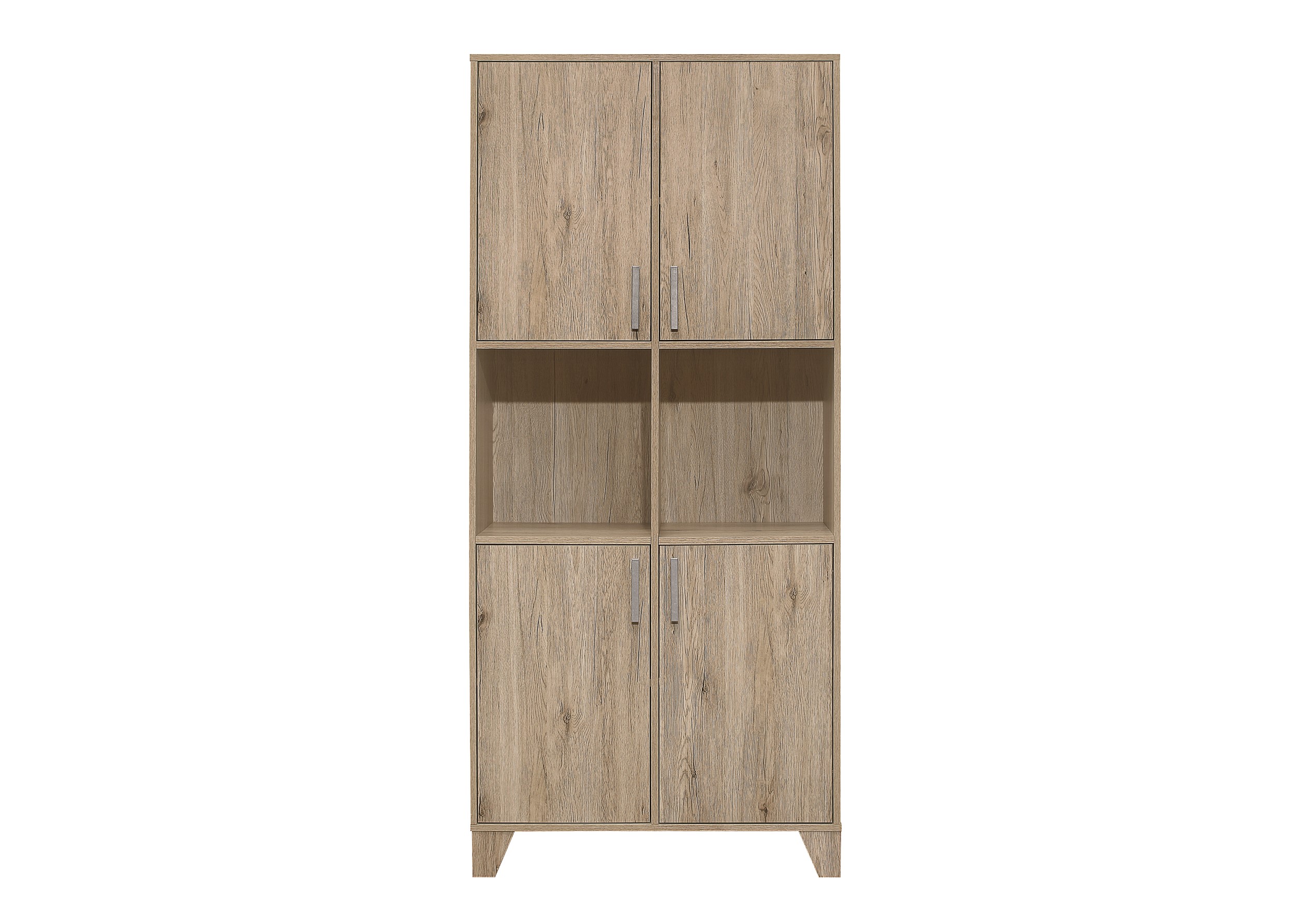 Home Design Stella Kitchen Storage Cabinet with 2 Open Shelves, 4 Doors, Metal Handles, and Wooden Legs, Modern Rectangular Design for Organized Living Space, Light Oak