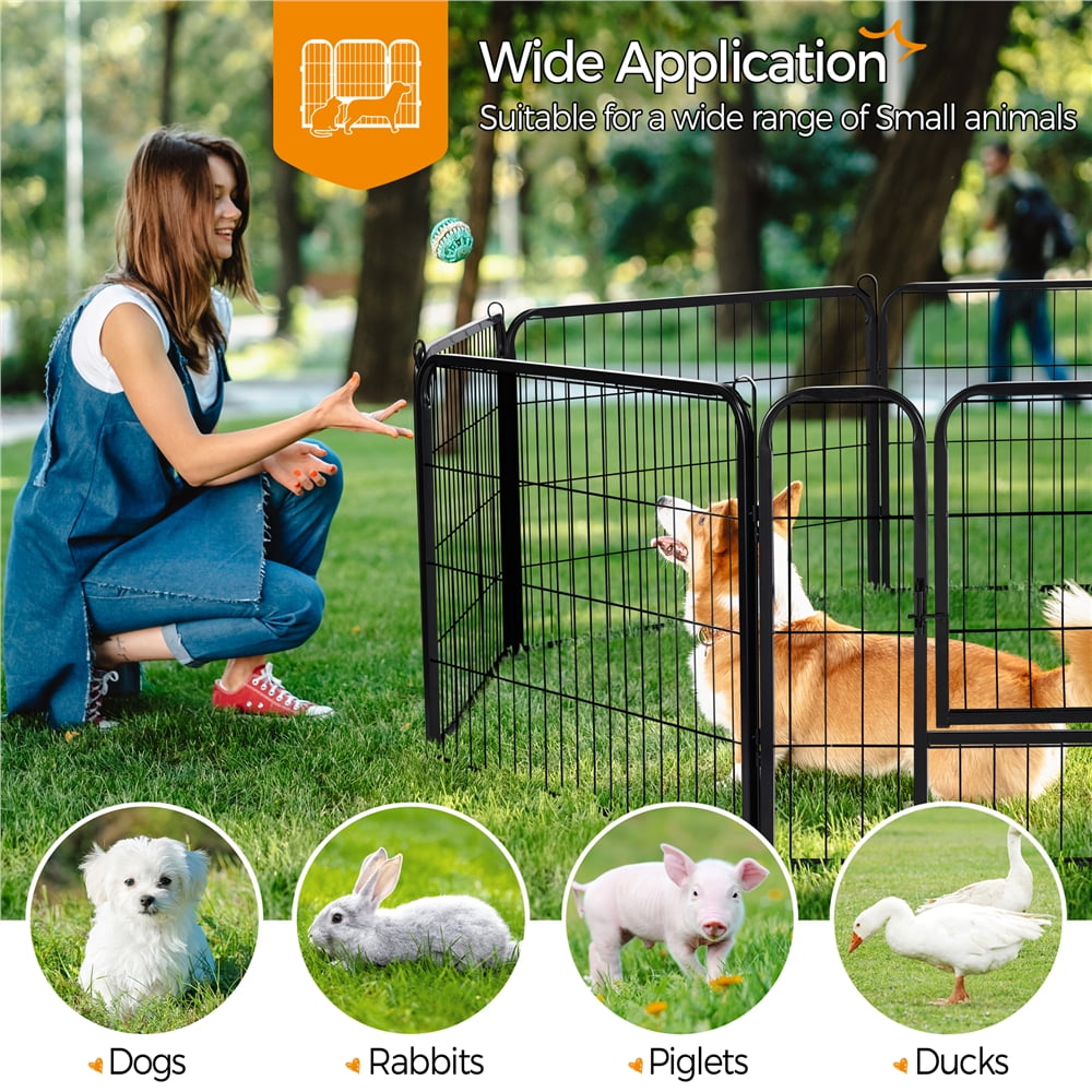 Yaheetech 24"H 32 Panels Metal Dog Playpen Outdoor Indoor Fence Pen, Black
