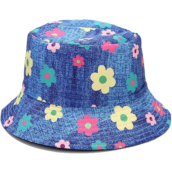 CoCoMangos Cute Floral Print Bucket Hats for Women Teens Summer Beach Sun Hat Reversible Flower Pattern Fisherman Cap