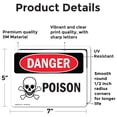 thumbnail image 2 of (2 Pack) Poison OSHA Danger Sign 7 Inch X 5 Inch Vinyl Label Decal Sticker Weather Resistant, UV Protected for Workplace, Business, and Construction Site, Made in the USA, 2 of 7