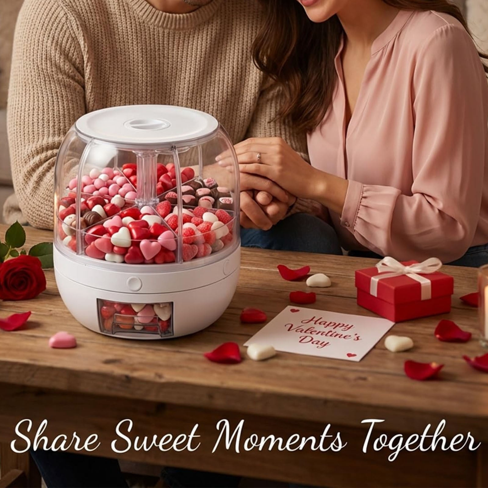 RZDLIZJ Valentine Candy Dispenser Gift Mini Gumball Vending Machine Grain Dispenser with Lid Automatic Snack Jelly Bean Holder Plastic Jar Container with Lid for Kids Classroom Party Home